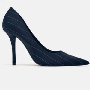 Zara Navy Striped Heels